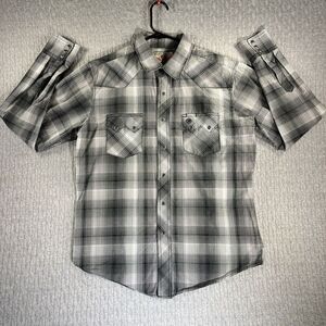 Wrangler Saw‎ Tooth Pearl Snap Plaid Long Sleeve Country Western Men's shirt (M)